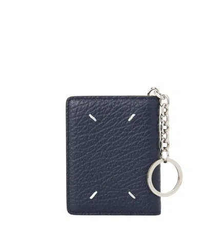 Maison Margiela Card Holder Clip 2 Keyring In Navy Blue
