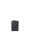 Maison Margiela Card Holder In Textured Leather In Black