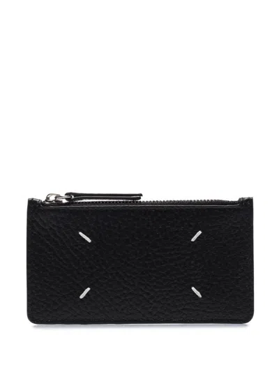 Maison Margiela Card Holder With Signature Four-stitch Design In Black