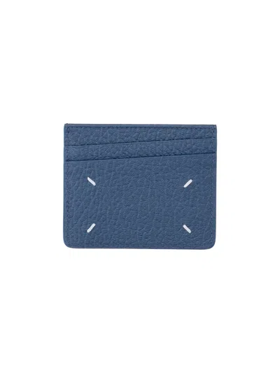 Maison Margiela Cardholder "four Stitches" In Blue