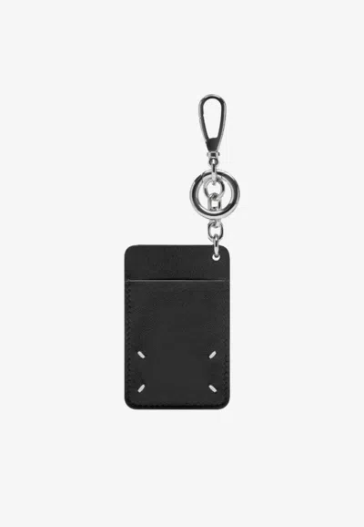 Maison Margiela Cardholder Leather Keyring In Black