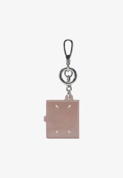 Maison Margiela Cardholder Leather Keyring In Pink