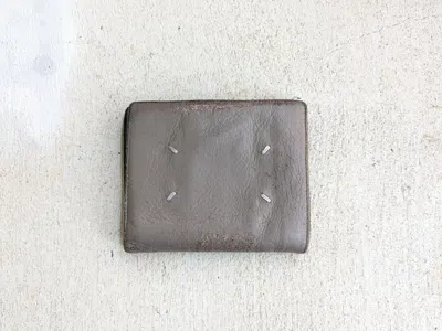 Pre-owned Maison Margiela Cardholder Wallet Gray Leather Slim