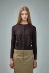 Maison Margiela Cropped Crewneck Cardigan In Brown