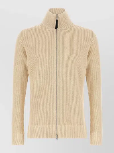 Maison Margiela Wool Cardigan With French Collar And Two-way Zip In Neutral
