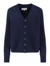 Maison Margiela Wool Blend Cardigan In Blue
