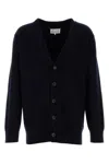 Maison Margiela V-neck Cashmere Cardigan With Button-down Front In Blue