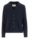 Maison Margiela Button-front Stitched Cardigan In Blue