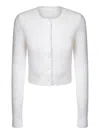 Maison Margiela Cropped White Angora Wool Blend Cardigan In White