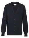 Maison Margiela V-neck Cardigan With Button Front Closure And Long Sleeves In Blue