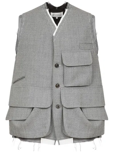 Maison Margiela Cargo Wool Vest In 灰色