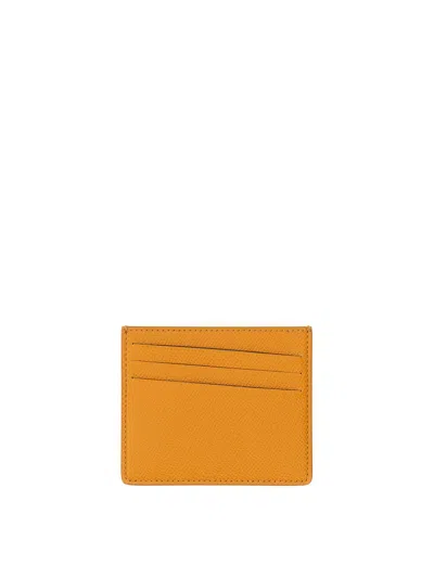 Maison Margiela Leather Card Holder In Yellow