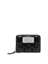 Maison Margiela Quilted Black Leather Zip Wallet With Contrasting Label In Black