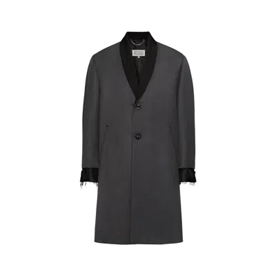Maison Margiela Cavalry Twill Coat Man Charcoal In Gray
