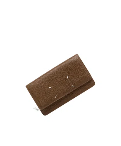 Maison Margiela Chain Flap Wallet In Blue