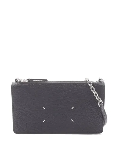 Pre-owned Maison Margiela Chain Leather Clutch Bag In Black