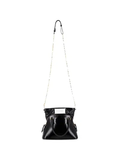 Pre-owned Maison Margiela Chain Leather Tote Bag In Black