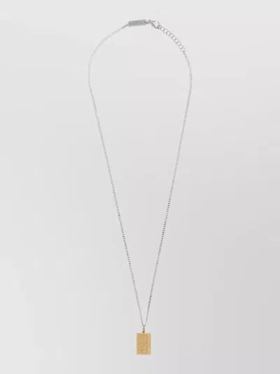 Maison Margiela Chain Necklace Rectangular Pendant Modern Design In Metallic