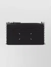 Maison Margiela Chain Strap Card Holder With Textured Surface In Black