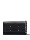 Maison Margiela Four-stitch Leather Wallet-on-chain In Black