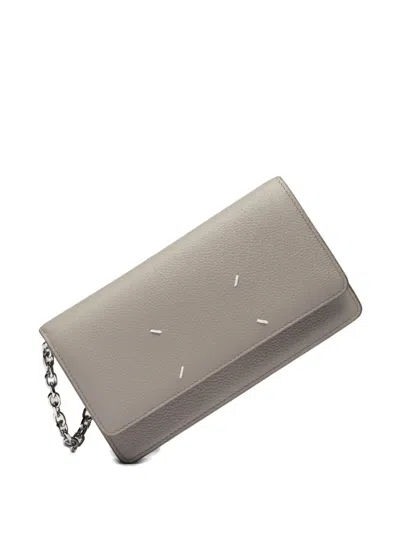 Maison Margiela Chain-strap Leather Wallet In Gray