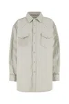 Maison Margiela Padded Overshirt Puffer Jackets White In Gray