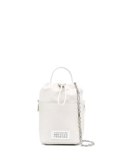 Maison Margiela Chalk Leather And Canvas Mini 5ac Bucket Bag In White
