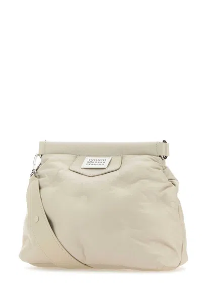 Maison Margiela Chalk Nappa Leather Small Glam Slam Classique Crossbody Bag In Greige