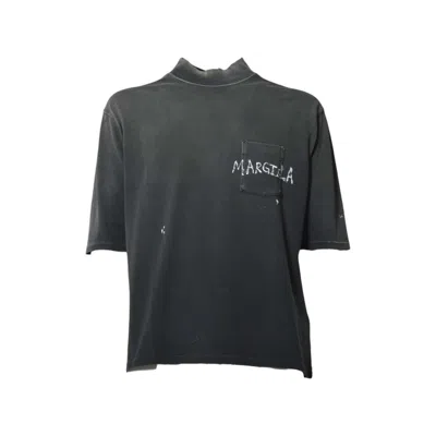 Maison Margiela Charcoal Cotton T-shirt With Graffiti Logo In Gray