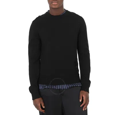 Maison Margiela Charcoal Distressed Wool Knit Sweater In Grey