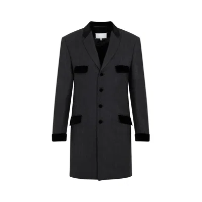 Maison Margiela Charcoal Gray Wool Long Jacket In Black