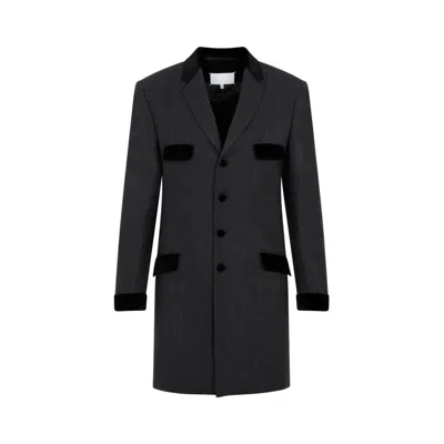 Maison Margiela Charcoal Gray Wool Long Jacket In Grey