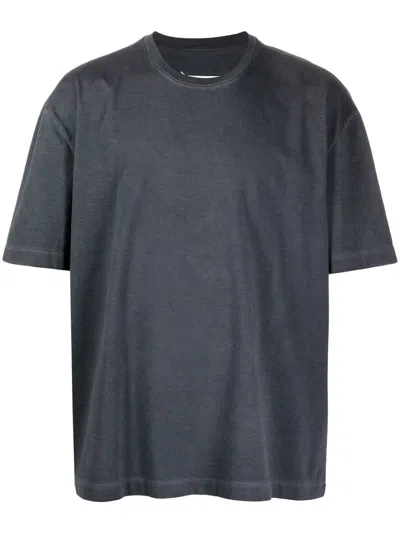 Maison Margiela Charcoal Grey Cotton T-shirt With Signature Detail In Gray