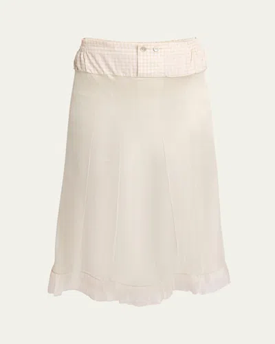 Maison Margiela Check Hybrid Midi Skirt In Gold