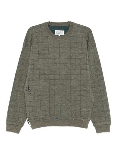 MAISON MARGIELA CHECK-PATTERN DISTRESSED SWEATER