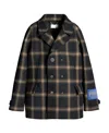 Maison Margiela Check-pattern Wool Coat In Black