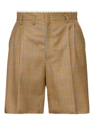 Maison Margiela Check-print Tailored Shorts In Brown