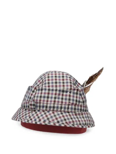 Maison Margiela Check Trilby Gingham Bucket Hat In Gray