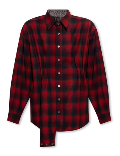 Maison Margiela Wool Chekered Shirt With Gathered Details In Multi