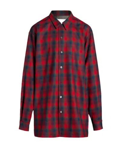 Maison Margiela Checked Long-sleeve Shirt In Red