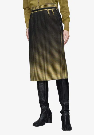 Maison Margiela Faded Check Wool Skirt In Multi