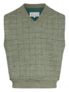 Maison Margiela Check Virgin Wool Sweater Vest In Green