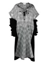 Maison Margiela Black And Gray Bi-material Dress. Flared Cut. Checked Gray Silk Fr In Gray