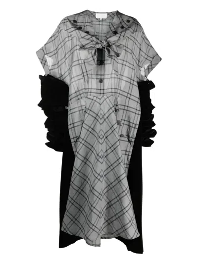 Maison Margiela Checked-velvet Asymmetrical Dress In Gray