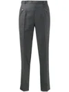 Maison Margiela Checkered Wool Trousers With Zippered Pockets And Tailored Finish In Gray
