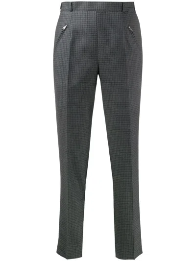 Maison Margiela Checkered Wool Trousers With Zippered Pockets And Tailored Finish In Gray