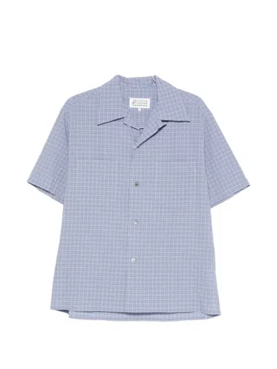 Maison Margiela Check-pattern Camp-collar Shirt In Blue