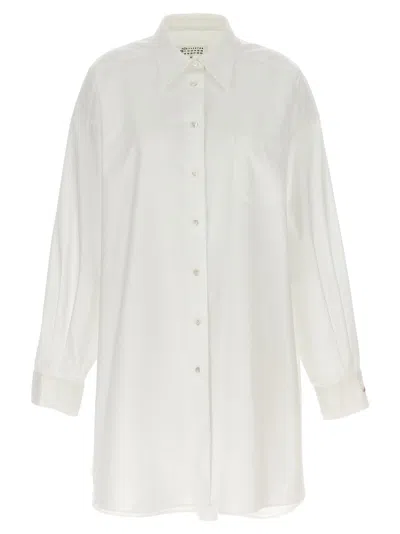 Maison Margiela Relaxed Fit White Shirt With Pointed Collar And Curved Hem
