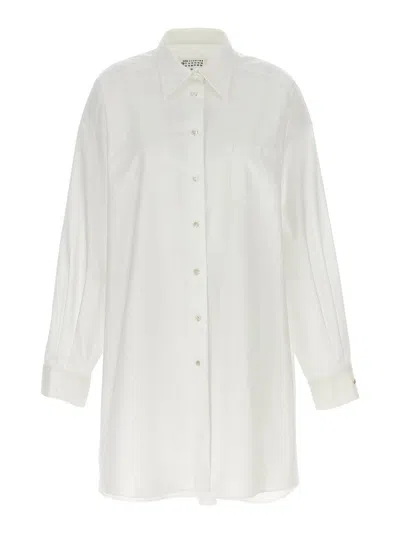 Maison Margiela Relaxed Fit White Shirt With Pointed Collar And Curved Hem