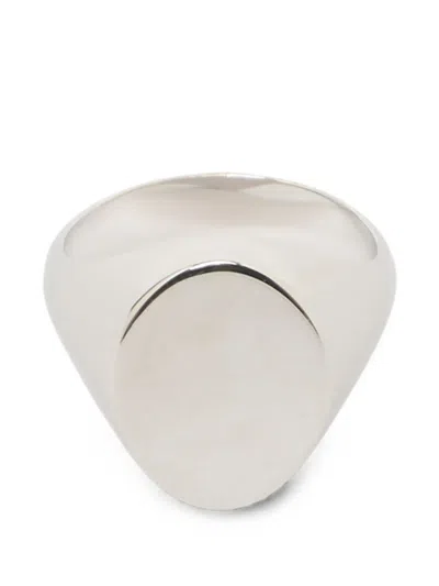 Maison Margiela Chevaliere Signet Ring In Silver Rhodium In Metallic